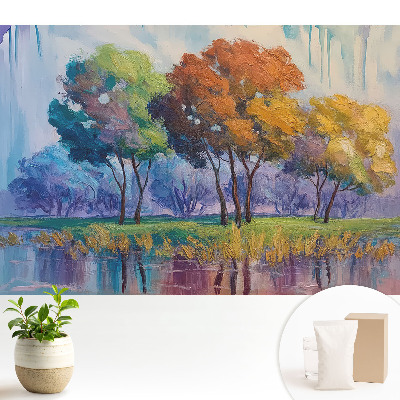 Compoziție abstractă de copaci colorați