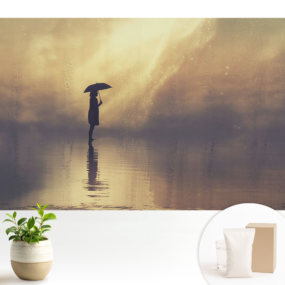 Siluetă în ploaie, strălucirea armoniei