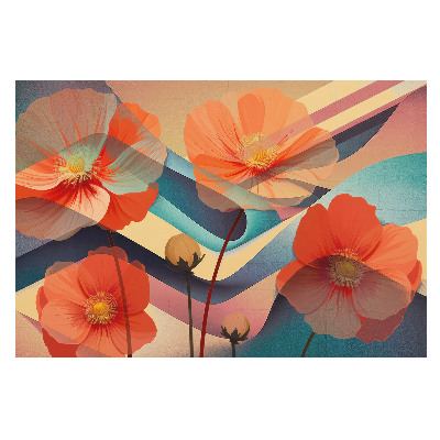 Forme abstracte cu flori portocalii