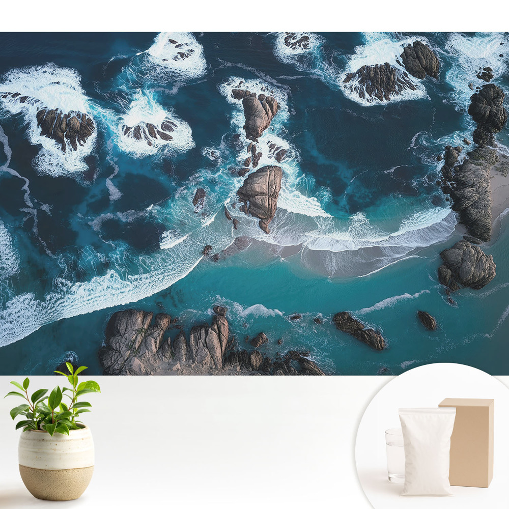 Vedere a oceanului cu roci de sus în culori vii