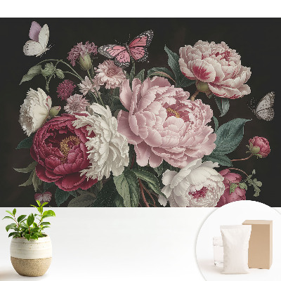 Bujori și fluturi romantici