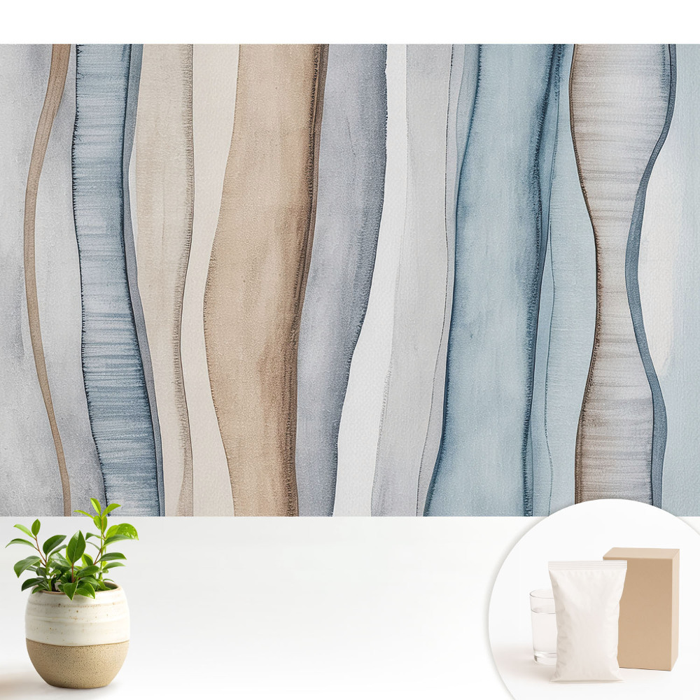 Valuri verticale de dungi albastre și bej
