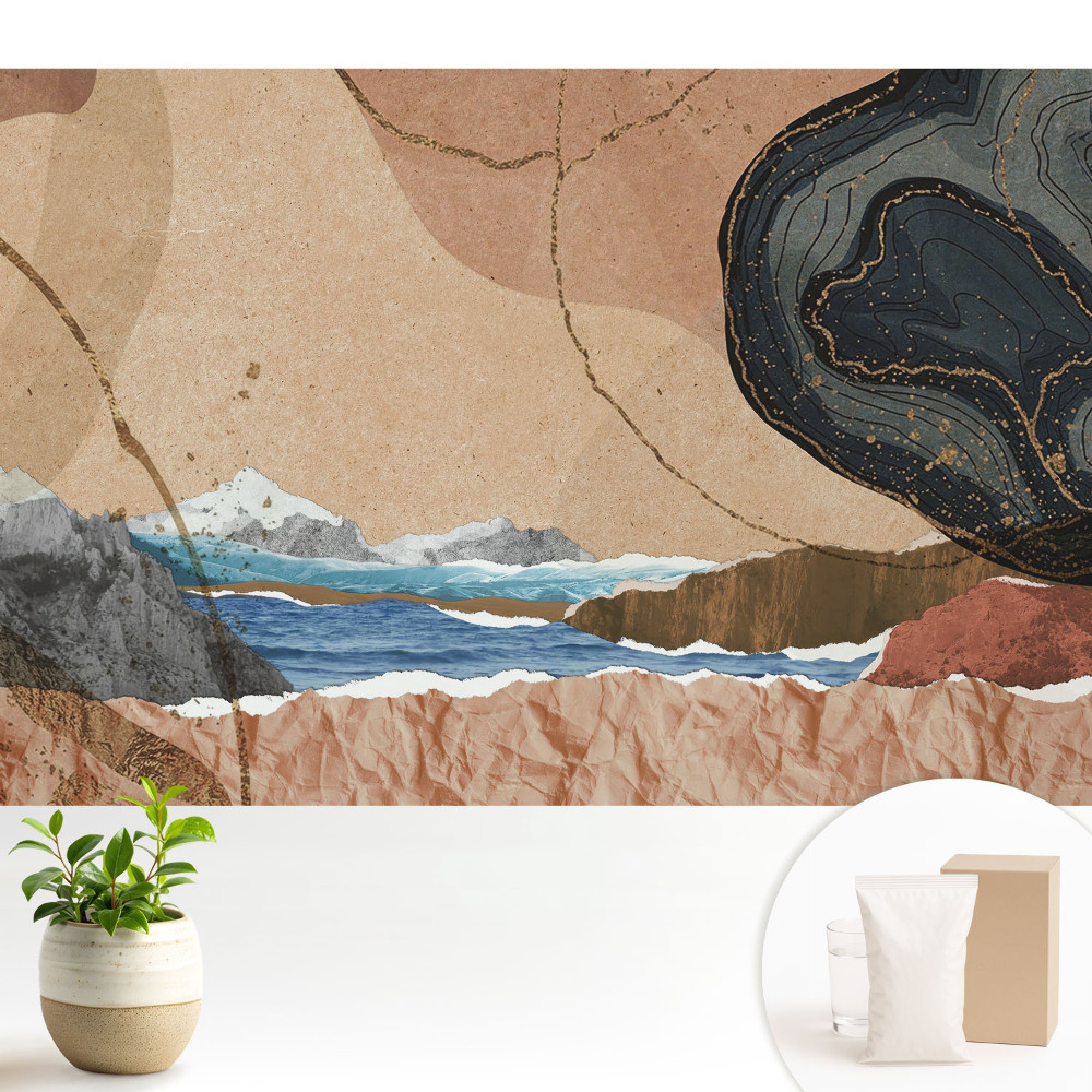 Peisaj colorat de uscat și mare