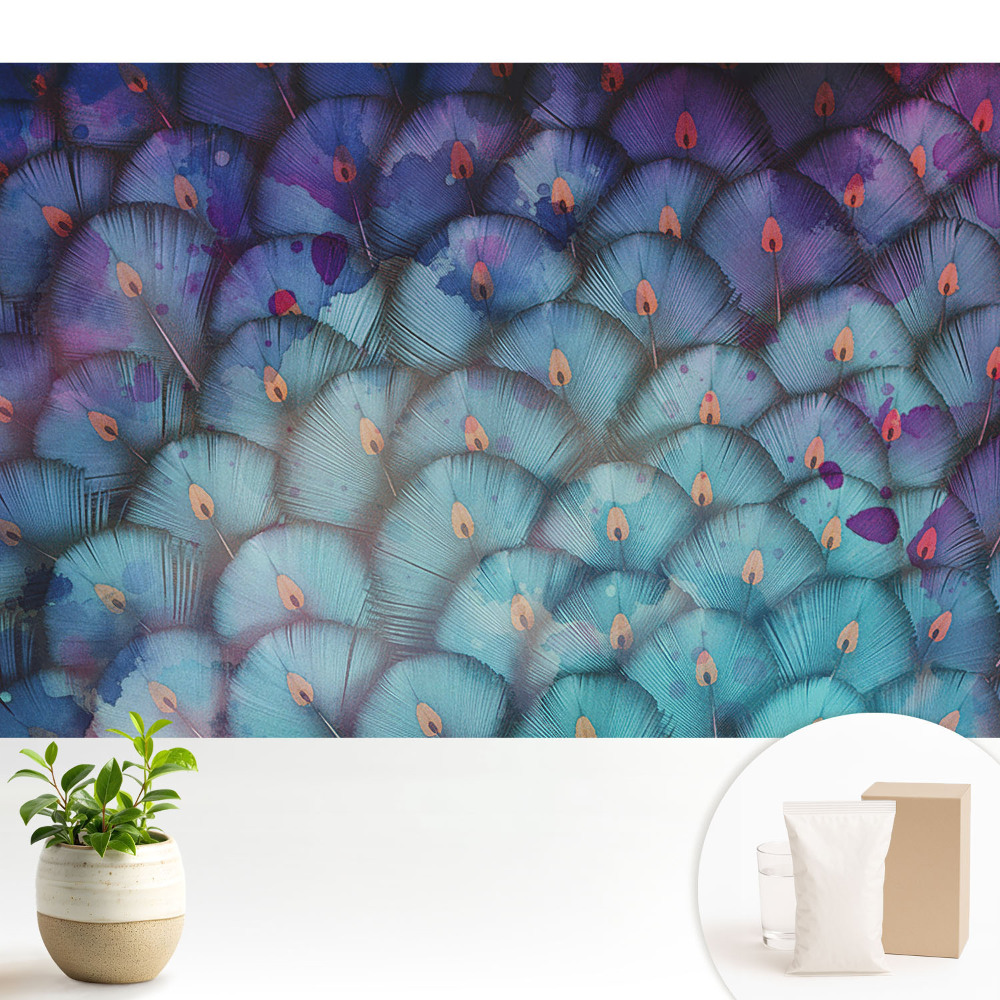 Pene de evantai abstracte în nuanțe de albastru