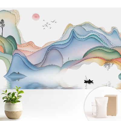 Peisaj pastelat cu munți ondulați