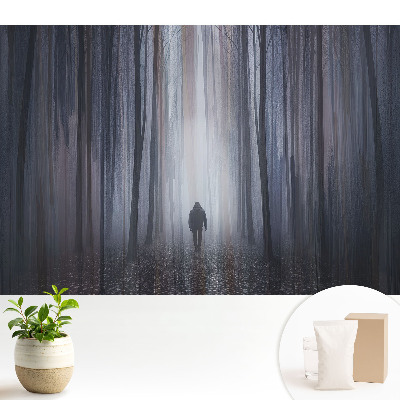 O figură singuratică într-o pădure misterioasă