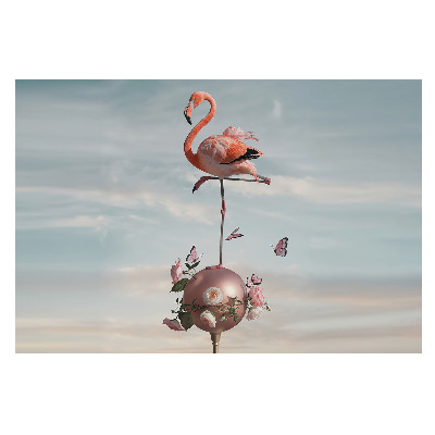 Flamingo cu motive florale și fluturi