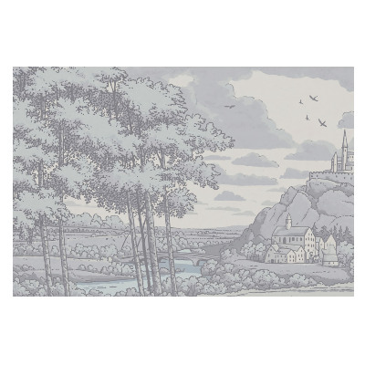 Castel vechi într-o pădure lângă râu — ilustrație clasică