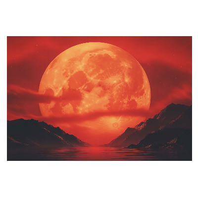 Luna peste munți în culori intense