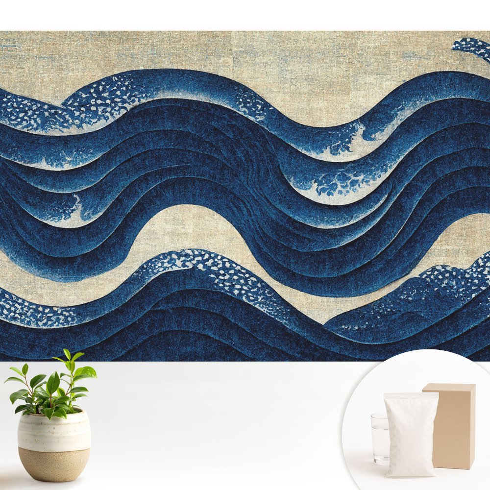 Motiv elegant de armonie cu valuri bleumarin