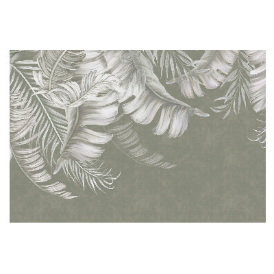 Frunze tropicale subtile pe fundal gri