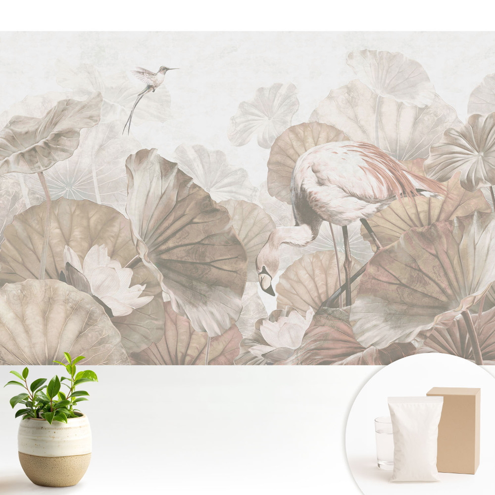 Flamingo printre frunze