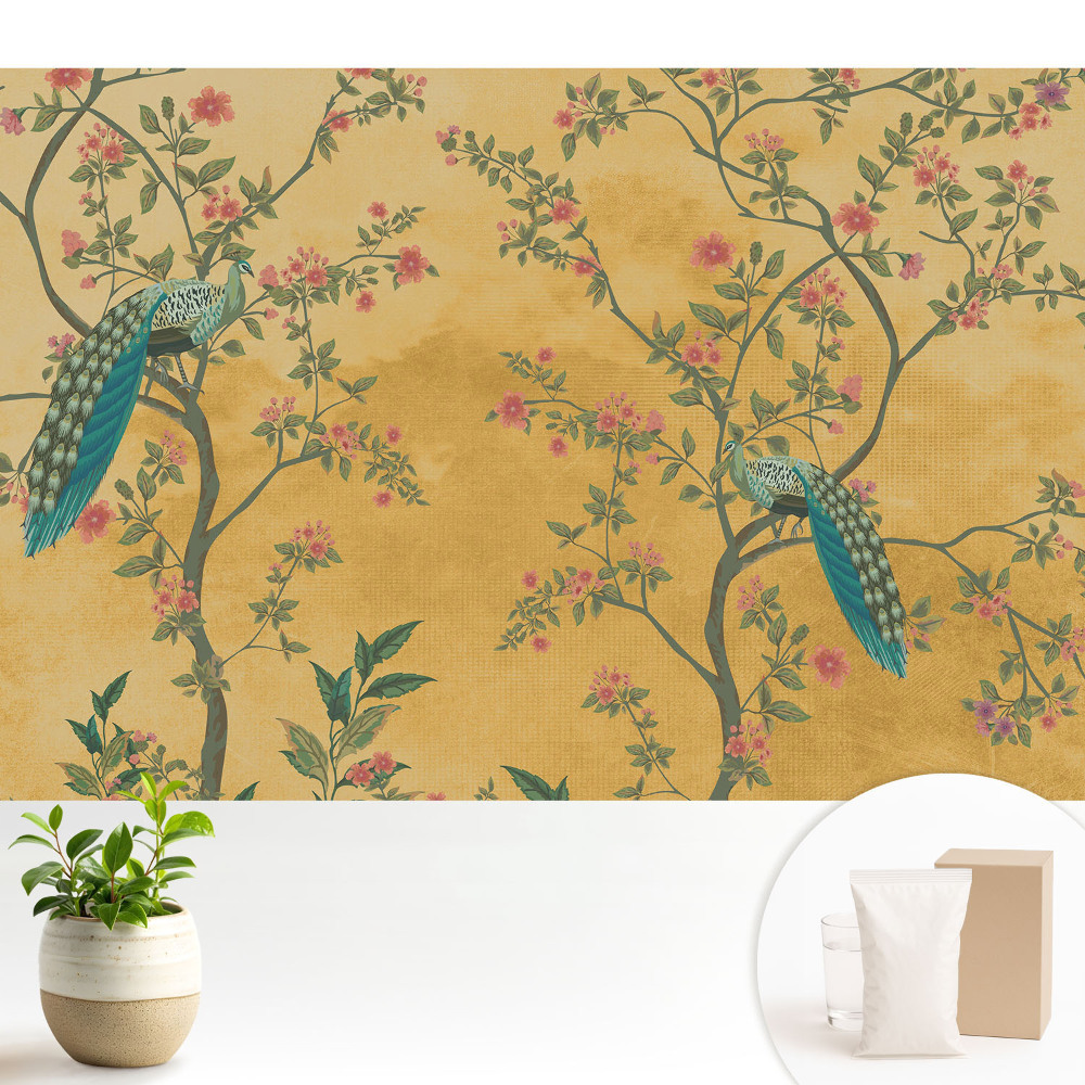 Motive florale cu păuni