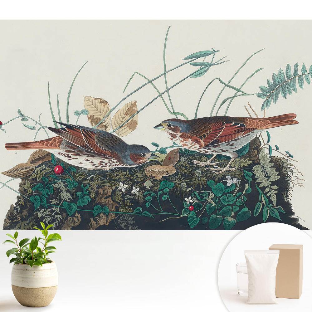 Păsări printre verdeață