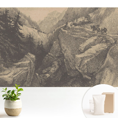 Peisaj montan cu călători