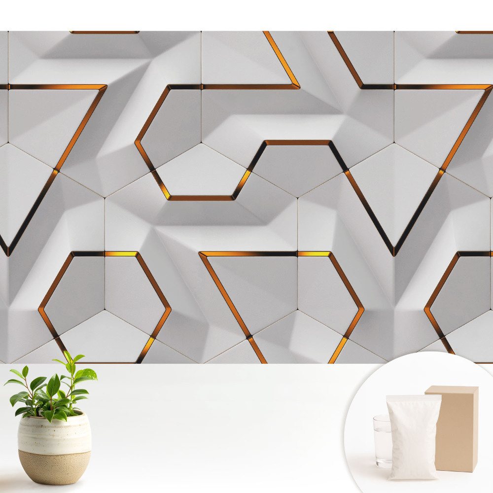 Hexagone geometrice cu accente galbene