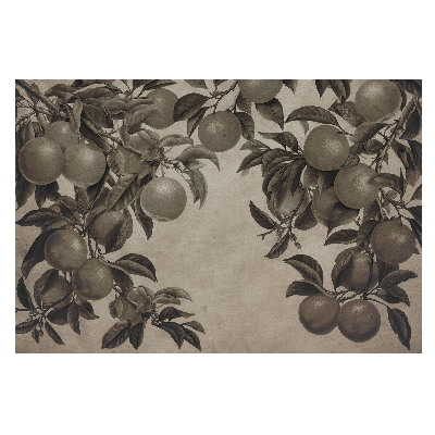 Frunze de fructe în stil retro, monocrom vintage