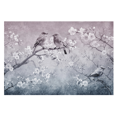 Păsări pe ramuri cu flori