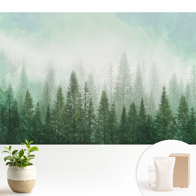 Peisaj forestier cu conturul unui lup