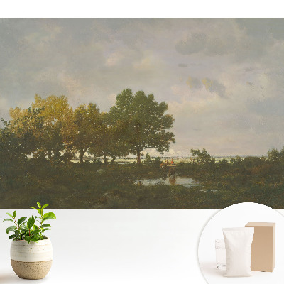 O pădure pitorească cu un călăreț