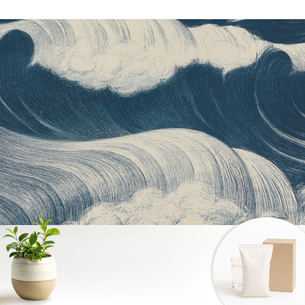 Valuri pe un fundal bleumarin