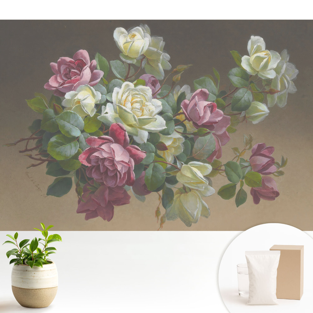 Compoziție romantică de flori și frunze