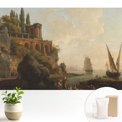 Peisaj clasic cu țărm pe pânză