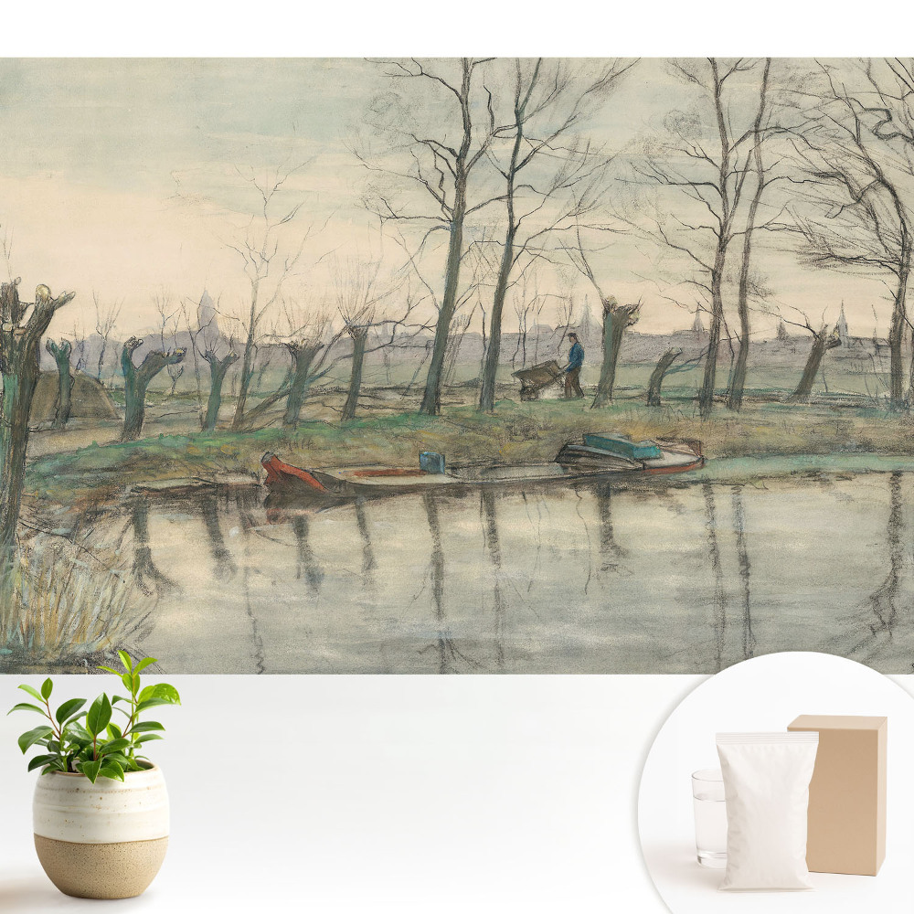 Peisaj cu un râu și o alee de copaci