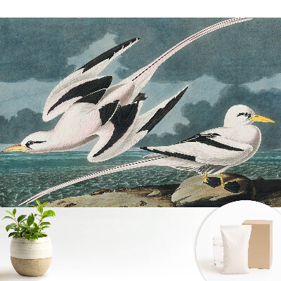 O pictură clasică cu păsări pe mal