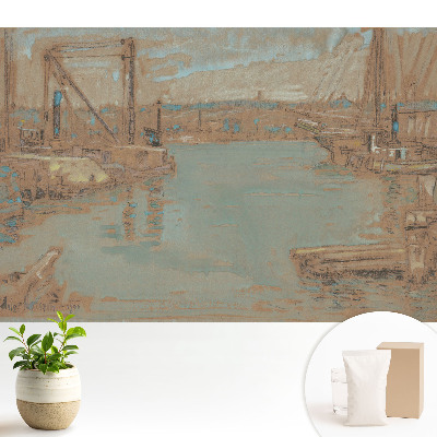 Un peisaj portuar clasic în nuanțe de albastru