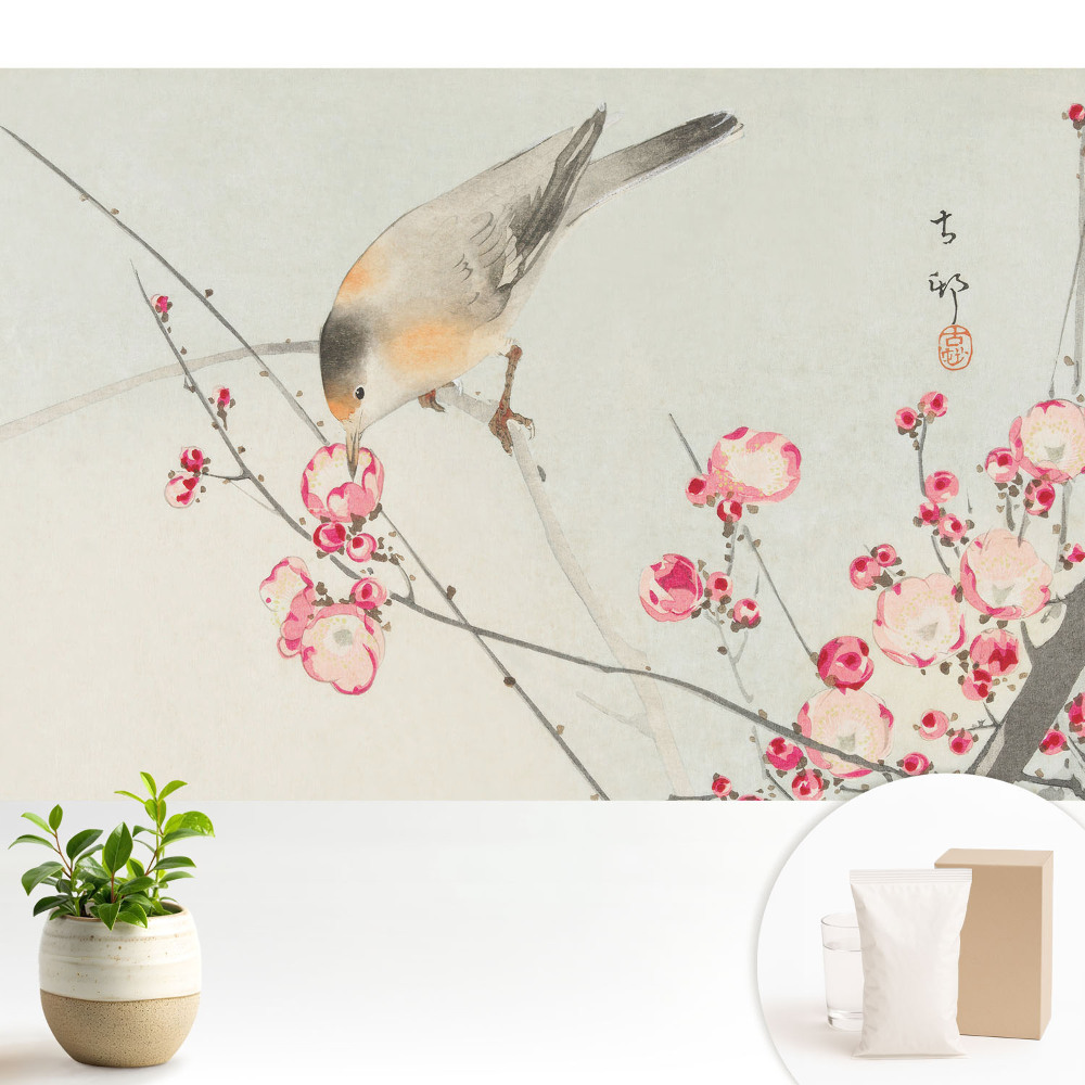 Pasăre și flori japoneze