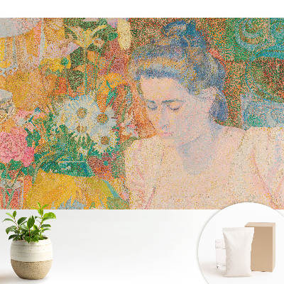 O femeie grijulie înconjurată de flori