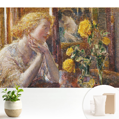 O siluetă gânditoare cu flori colorate