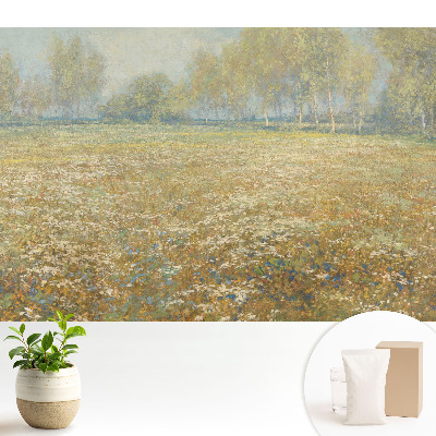 Peisaj de flori lângă pădure