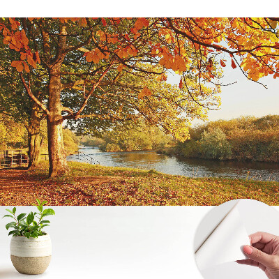 Peisaj de râu de toamnă în culori calme