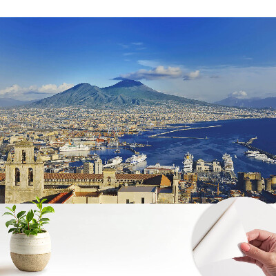 Un peisaj pitoresc cu un vulcan și un port