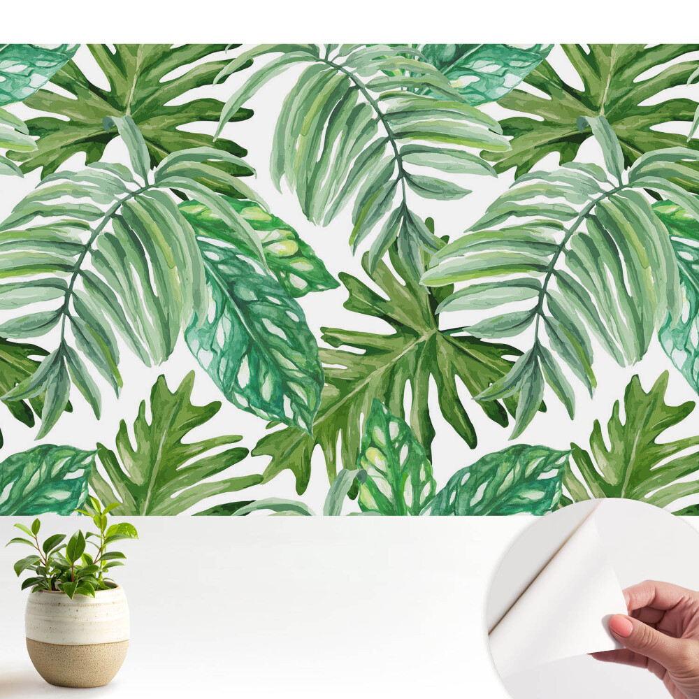 Model botanic cu frunze exotice verzi