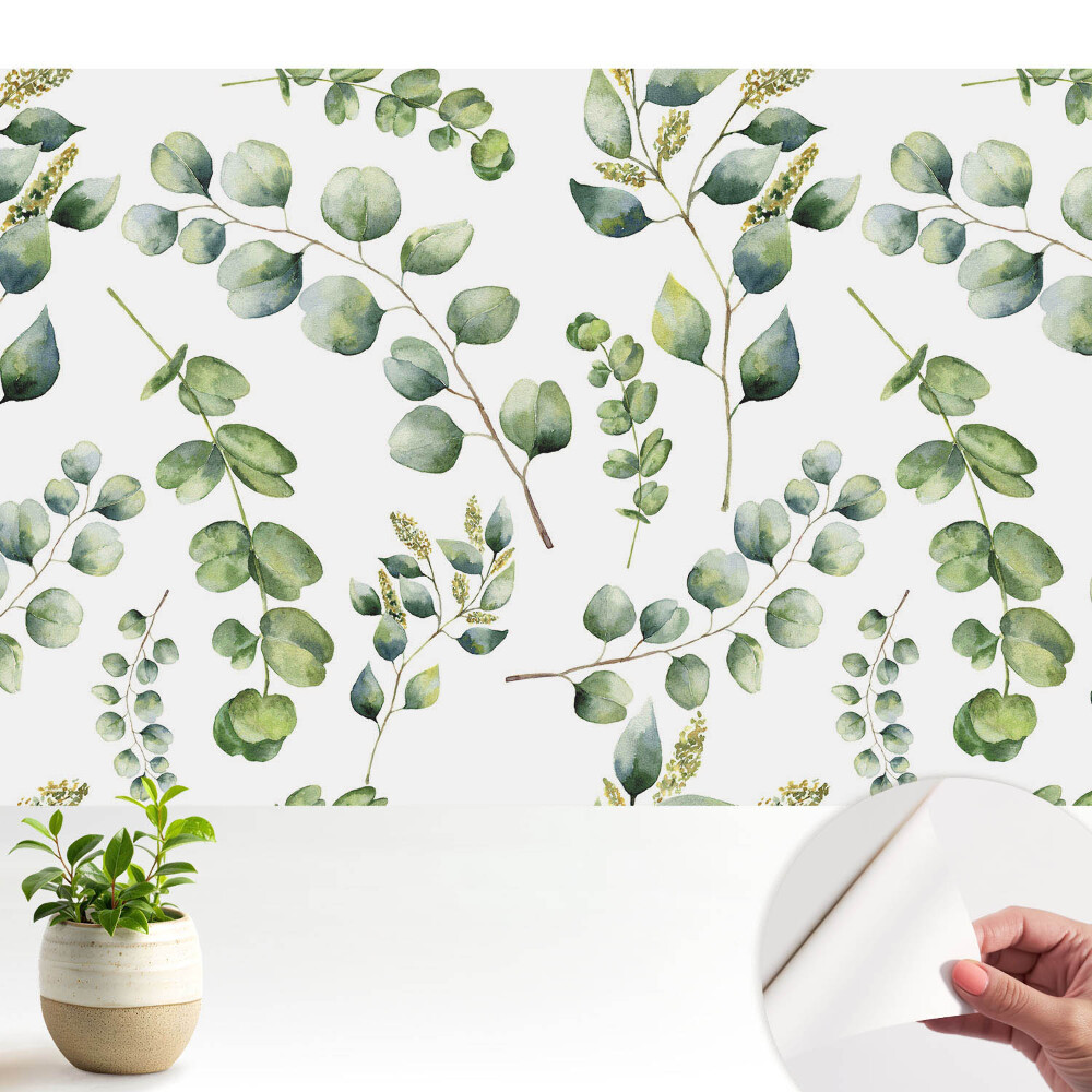 Model repetitiv de frunze de plantă în acuarelă