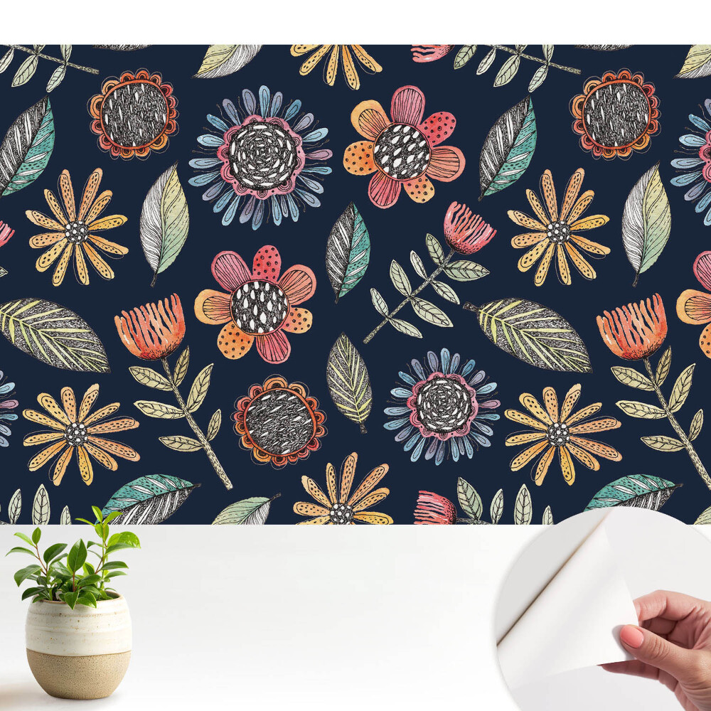 Mozaic de flori colorate cu frunze