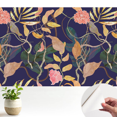 Floră exotică pe un fundal albastru marin