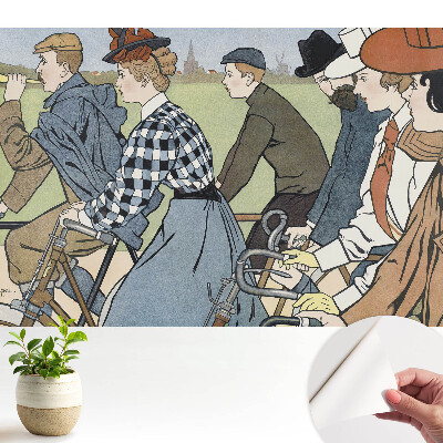 Scenă cu biciclete în stil Art Nouveau