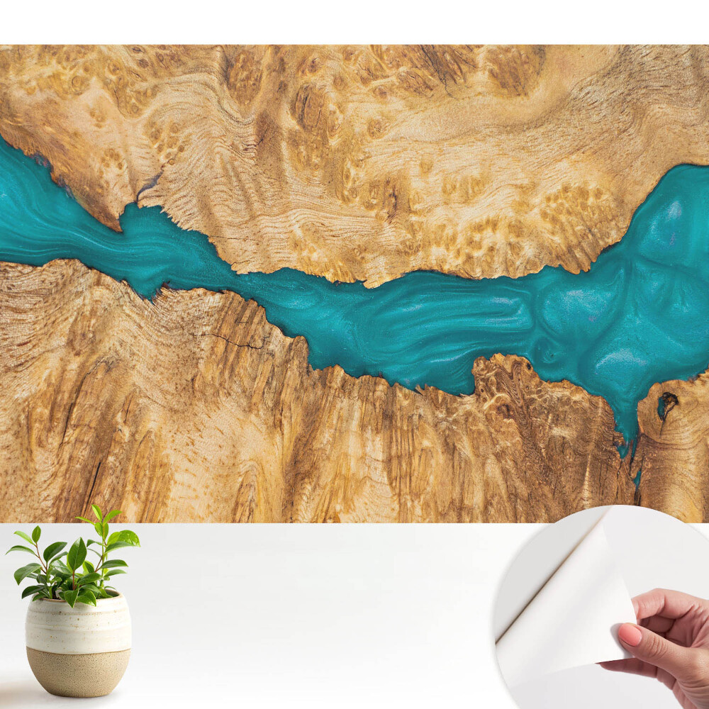 Rășină albastră și lemn natural