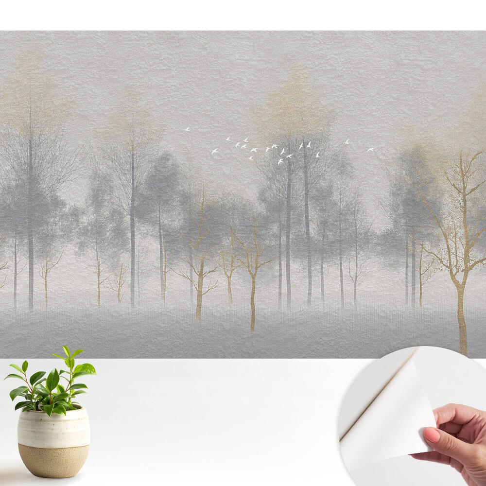 O scenă delicată de pădure, cu un stil minimalist