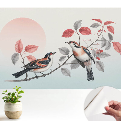 Păsări pe o ramură într-o compoziție armonioasă