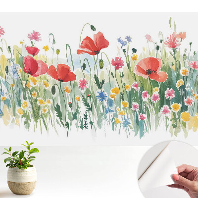 Flori în pajiște în culori pastelate, motiv natural