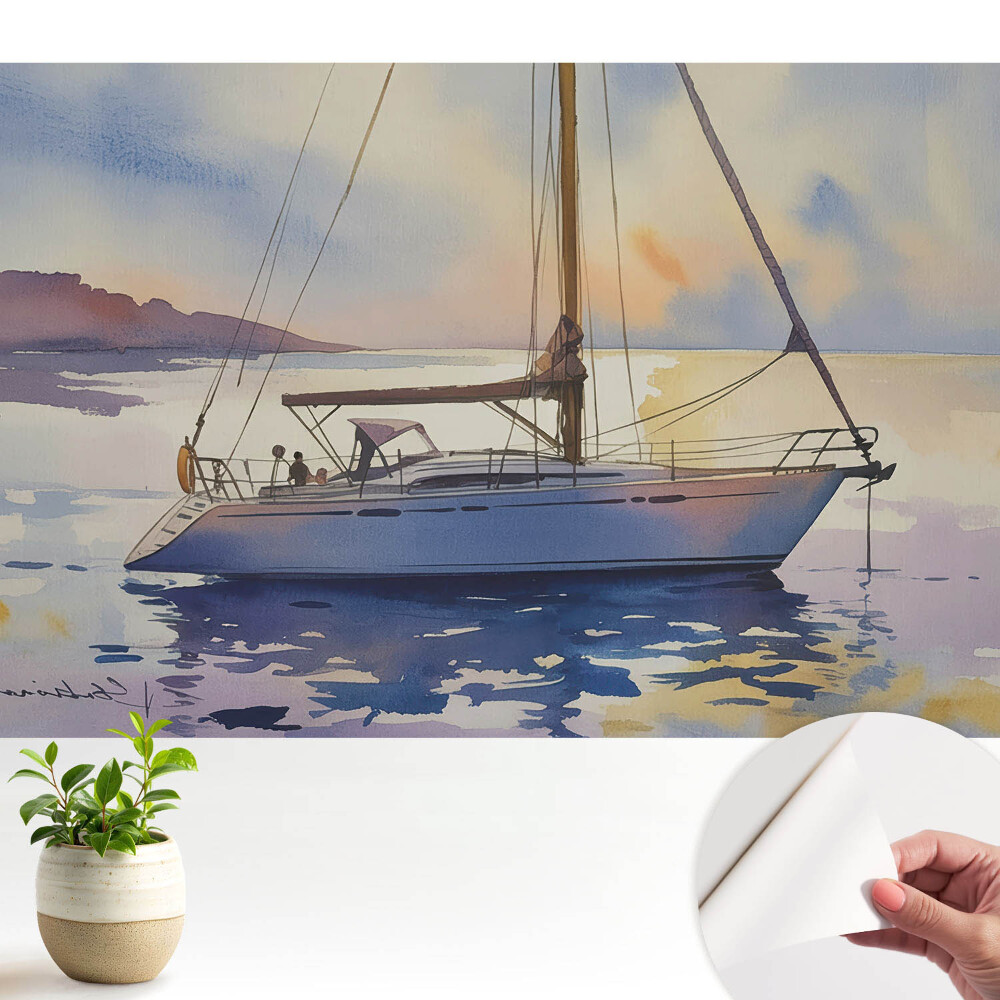 Iaht pe apă la apus