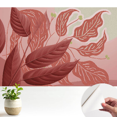 Frunze roșii pe un fundal roz