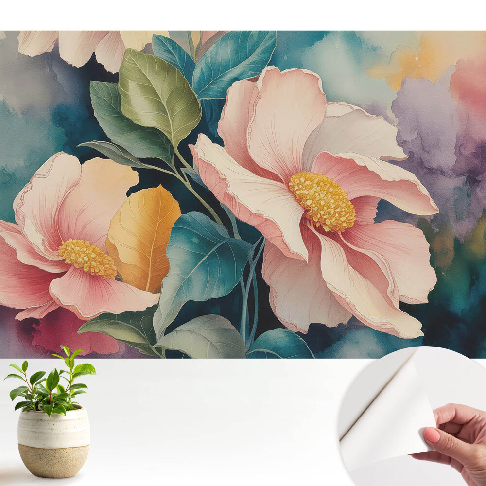 Flori pastelate cu frunze în stil acuarelă