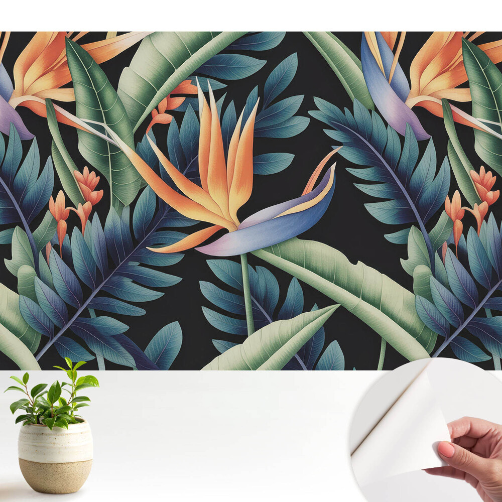 Flori tropicale pe fundal negru