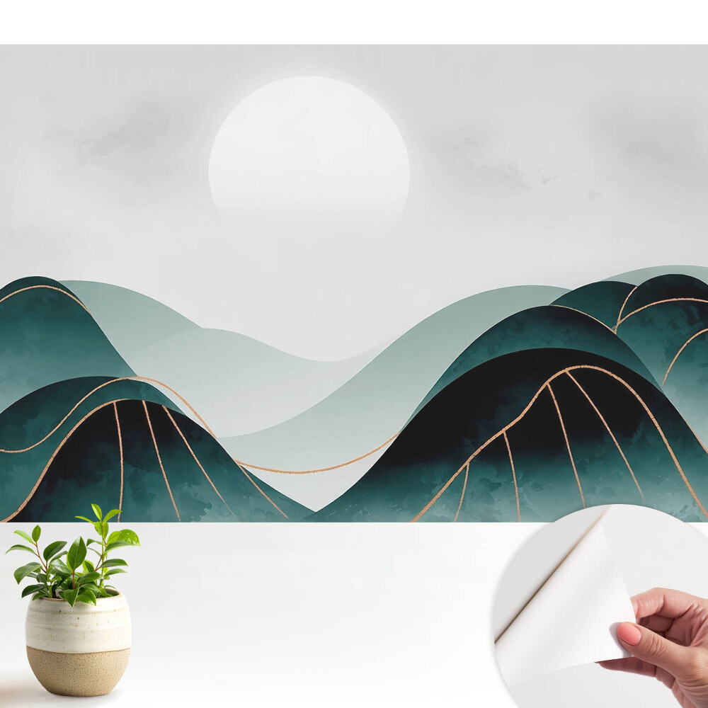 Peisaj modern cu dealuri verzi.